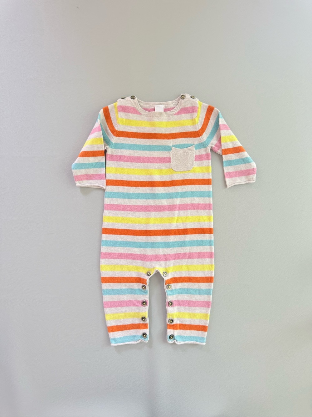 Baby Boden Stripe Cotton Cashmere Cozy Knit Romper size 6-12M